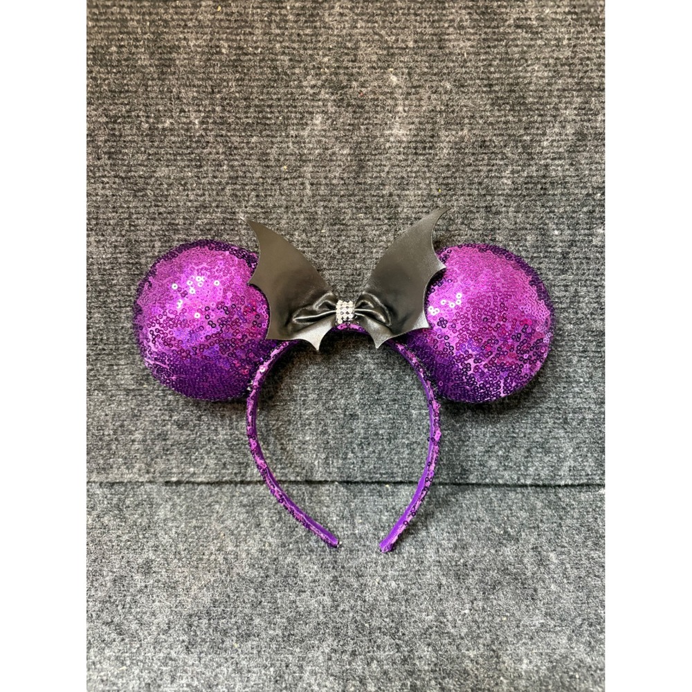 Disney Parks Minnie Mouse Purple Sequin Bat Wing Halloween Headband 36233236-052